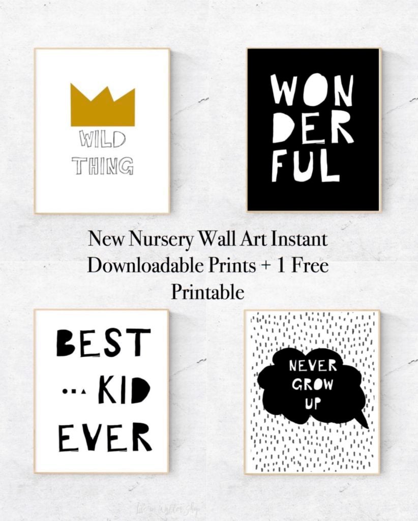 New Nursery Wall Art Instant Downloadable Prints + 1 Free Printable