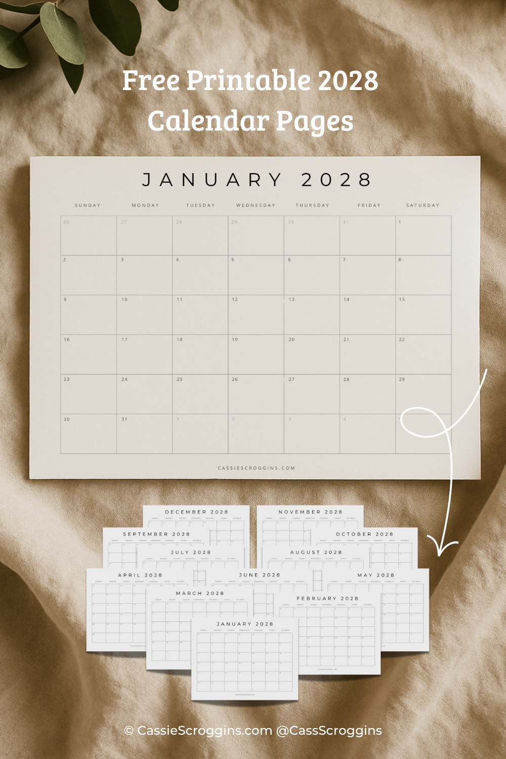 Free Printable 2028 Blank Calendar Pages Templates (All 12 Months ...
