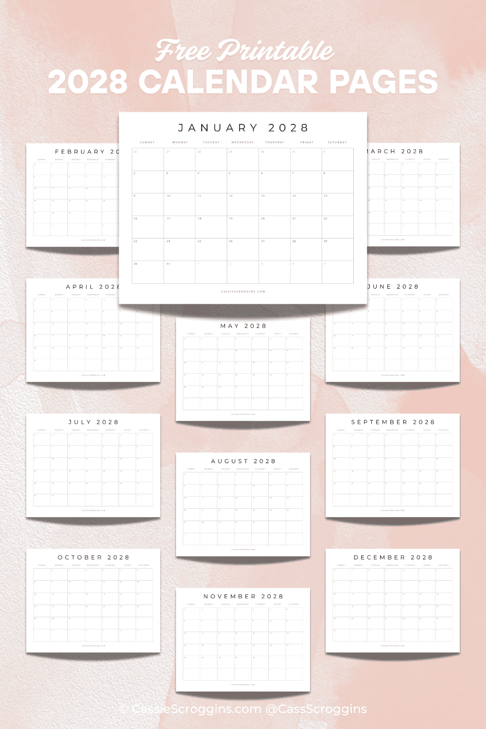 Free Printable 2028 Blank Calendar Pages Templates (All 12 Months ...
